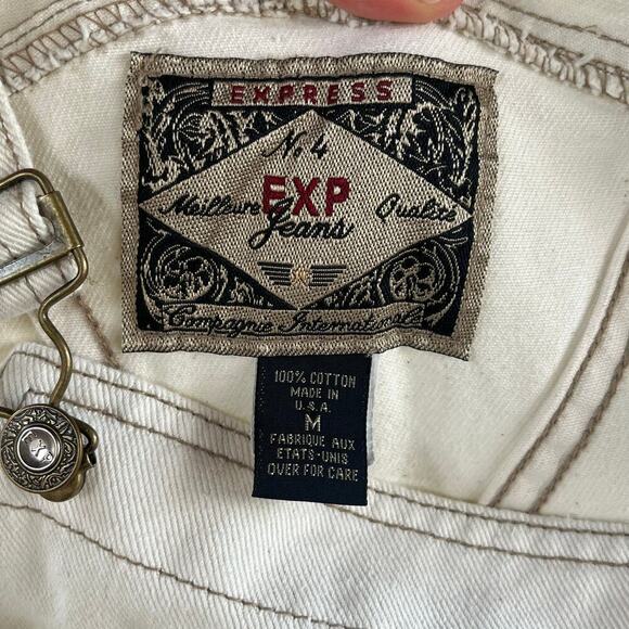 Express Women's Vintage Y2K Era Cream Shortalls Size M - Picture 6 of 7